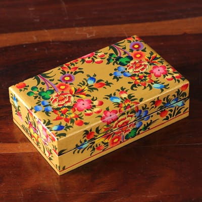 Papier mache box ,Wooden jewellery box, handmade trinket box, unique jewellery 